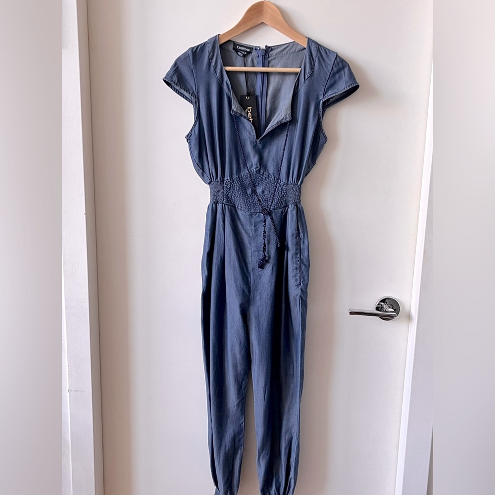 BNWT Bebe Women's Blue Romper Pantsuit